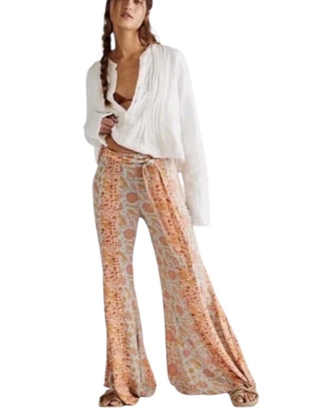 Free People Bali Sultry Flare Floral Pants-NWOT
